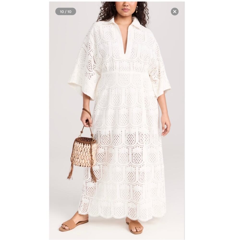 NWT Sundress Soidee Pineapple Eyelet White Maxi Dress XL/XXL